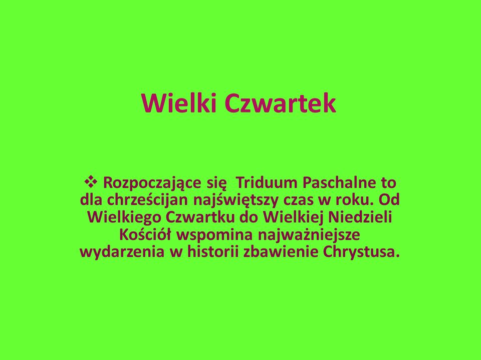 Jasno zielona kartka Wielki Czwartek